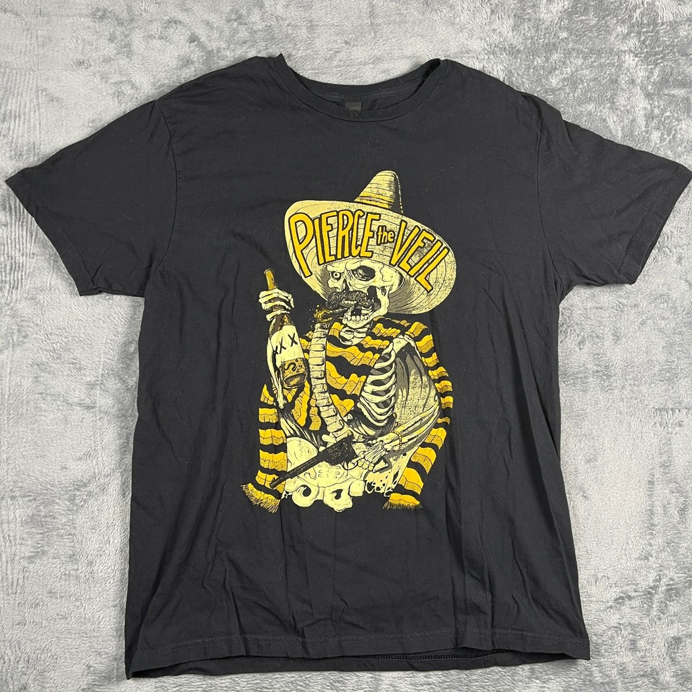 Gildan Softstyle T Shirt Mens L Black Pierce The Veil Bandito Skeleton Graphic